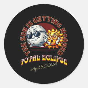 Solar Eclipse April 2024 Sun wird getaucht Runder Aufkleber