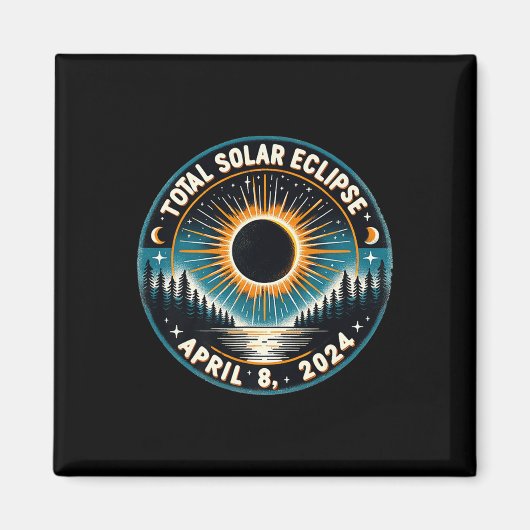 Solar Eclipse Astronomie Vintag 2024 Solar Eclipse Magnet (Vorne)