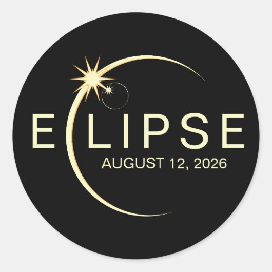 Solar Eclipse Astronomy Event 2026 Runder Aufkleber (Vorderseite)