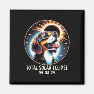 Solar-Eclipse-Beagle mit Brille Haustier 8. April Magnet