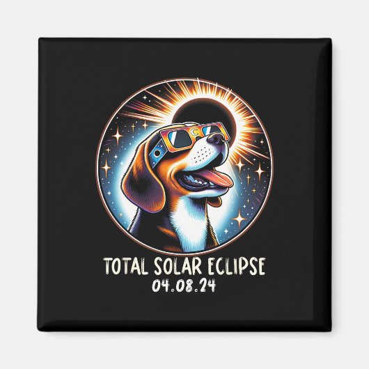 Solar-Eclipse-Beagle mit Brille Haustier 8. April  Magnet (Vorne)