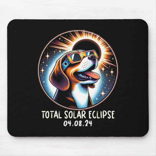 Solar-Eclipse-Beagle mit Brille Haustier 8. April Mousepad (Vorne)