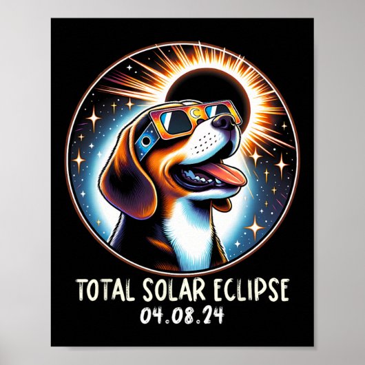 Solar-Eclipse-Beagle mit Brille Haustier 8. April Poster (Vorne)