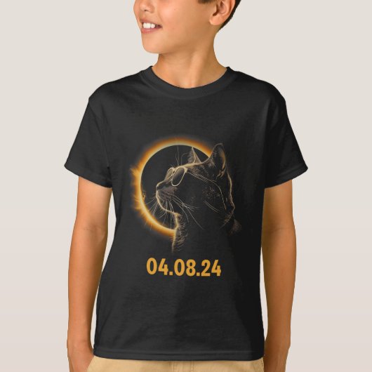 Solar Eclipse Cat Solar Eclipse Brille Cat Fun T-Shirt (Vorderseite)