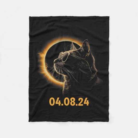 Solar Eclipse Cat Solar Eclipse Brille Cat Funny Fleecedecke (Vorderseite)
