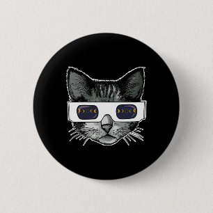 Solar Eclipse Cat Wearing Solar Eclipse Brille Button