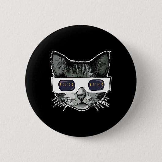 Solar Eclipse Cat Wearing Solar Eclipse Brille Button (Vorderseite)