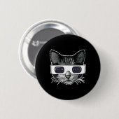 Solar Eclipse Cat Wearing Solar Eclipse Brille Button (Vorne & Hinten)