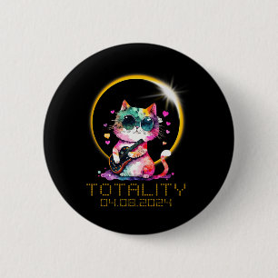 Solar Eclipse Cat Wearing Solar Eclipse Brille Button