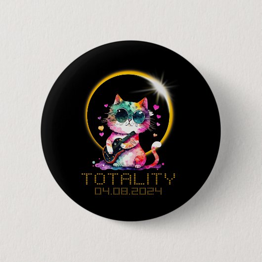 Solar Eclipse Cat Wearing Solar Eclipse Brille Button (Vorderseite)