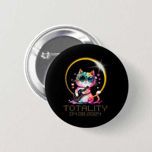 Solar Eclipse Cat Wearing Solar Eclipse Brille Button (Vorne & Hinten)