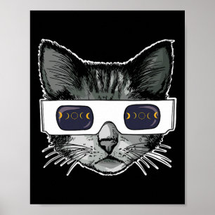 Solar Eclipse Cat Wearing Solar Eclipse Brille Poster