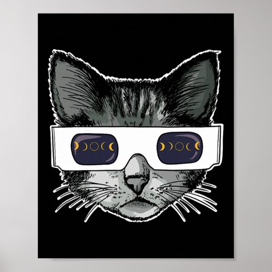 Solar Eclipse Cat Wearing Solar Eclipse Brille Poster (Vorne)