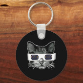 Solar Eclipse Cat Wearing Solar Eclipse Brille Schlüsselanhänger (Vorderseite)