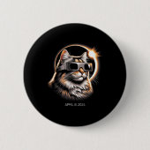Solar Eclipse Cat Wearing Solar Eclipse Gles Button (Vorderseite)