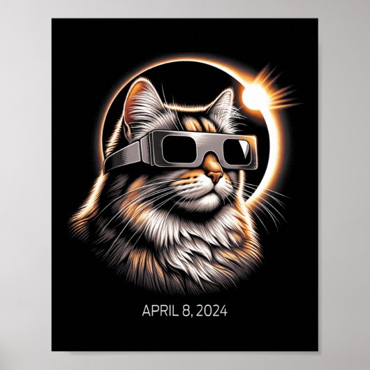 Solar Eclipse Cat Wearing Solar Eclipse Gles Poster (Vorne)