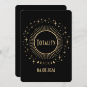 Solar Eclipse & Celestis Stars Black & Gold Watch Einladung (Vorne/Hinten)