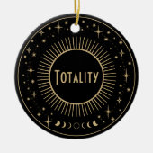Solar Eclipse & Celestis Stars Black & Gold Watch Keramik Ornament (Vorne)