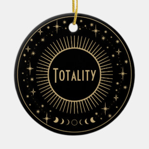 Solar Eclipse & Celestis Stars Black & Gold Watch Keramik Ornament