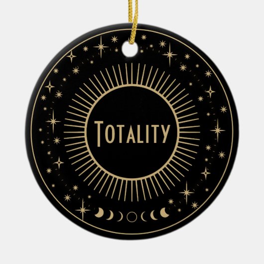 Solar Eclipse & Celestis Stars Black & Gold Watch Keramik Ornament (Vorne)