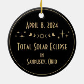 Solar Eclipse & Celestis Stars Black & Gold Watch Keramik Ornament (Hinten)