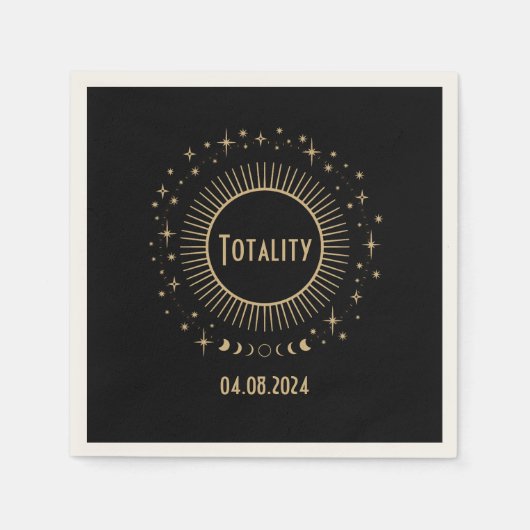 Solar Eclipse & Celestis Stars Black & Gold Watch Serviette (Vorderseite)