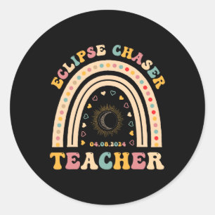 Solar Eclipse Chaser 2024 April 8 Lehrer Lehre Runder Aufkleber