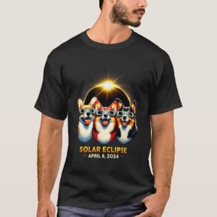 Solar Eclipse Corgi Wearing Brillen 8. April 2024  T-Shirt