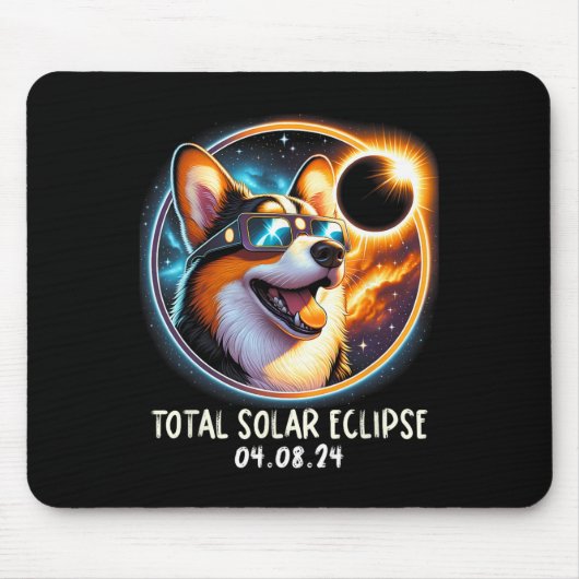 Solar Eclipse Corgi Wearing Brillen Pet 8. April 2 Mousepad (Vorne)