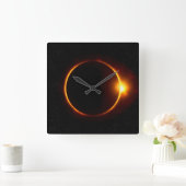Solar Eclipse Dark Sun & Moon Quadratische Wanduhr (Zuhause)