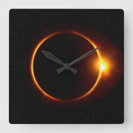 Solar Eclipse Dark Sun & Moon Quadratische Wanduhr