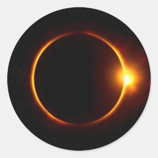 Solar Eclipse Dark Sun & Moon Runder Aufkleber
