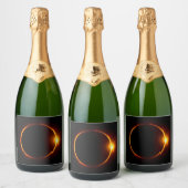 Solar Eclipse Dark Sun & Moon Schaumweinetikett (Flaschen)