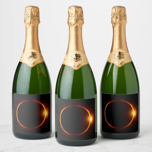 Solar Eclipse Dark Sun & Moon Schaumweinetikett (Flaschen)