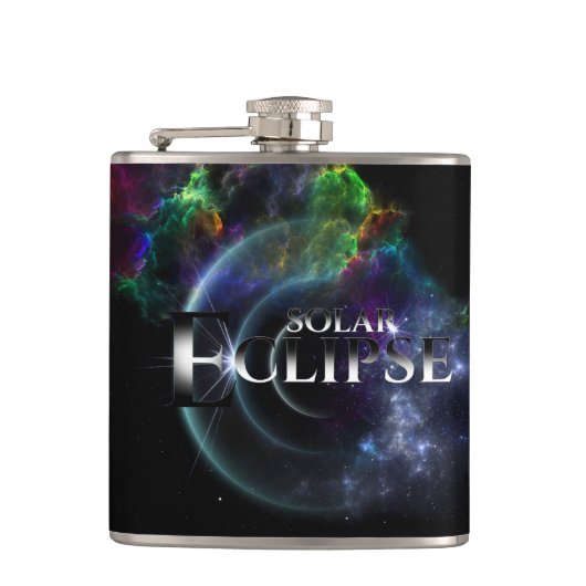 Solar Eclipse Fraktal Art Spacescape Flachmann (Vorderseite)