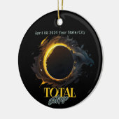 Solar Eclipse Geschenk 2024 Ihr Stadt Staat Black Keramik Ornament (Links)