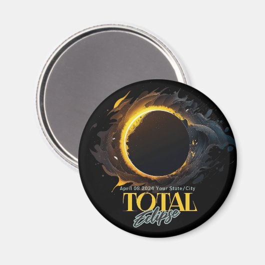 Solar Eclipse Geschenk 2024 Ihr Stadt Staat Black Magnet (Vorderseite/Rückseite)