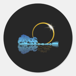 Solar Eclipse Gitarre Nature Moon Retro Stil Guita Runder Aufkleber