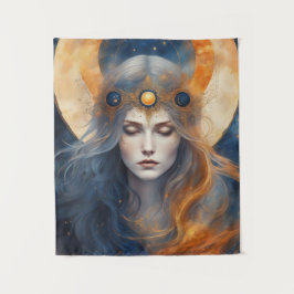 Solar Eclipse Goddess Fantasy Print Wandteppich