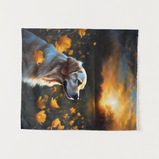 Solar Eclipse Golden Retriever Blume Wandteppich (Vorderseite (Horizontal))