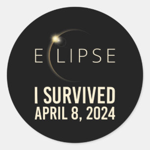 Solar Eclipse I überlebte am 8. April 2024 Gesamts Runder Aufkleber