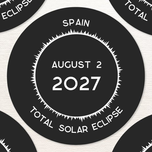 Solar Eclipse insgesamt 2027 Spanien Runder Aufkleber
