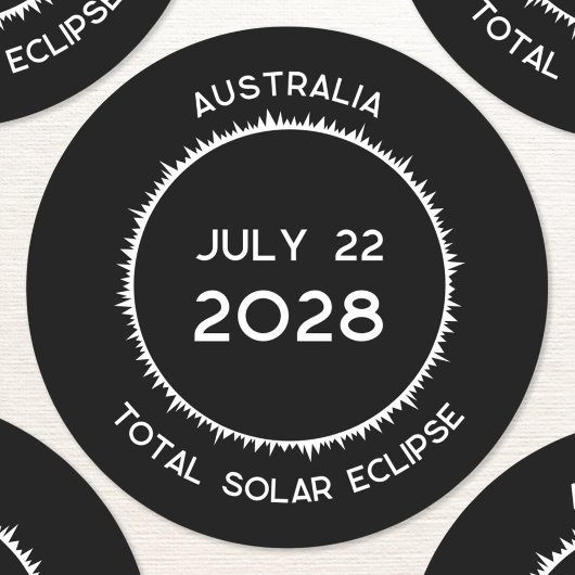 Solar Eclipse insgesamt 2028 Australien Runder Aufkleber