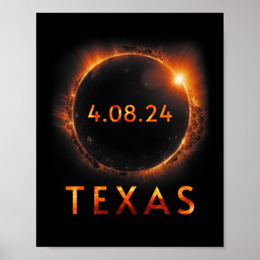 Solar Eclipse insgesamt 8. April 2024 Texas Solar Poster (Vorne)