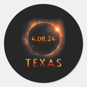Solar Eclipse insgesamt 8. April 2024 Texas Solar  Runder Aufkleber