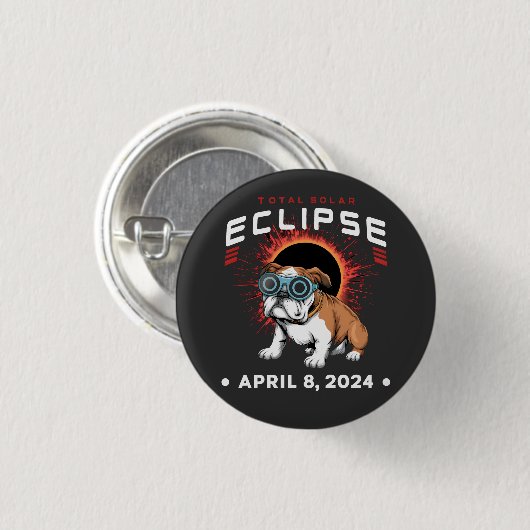 Solar Eclipse insgesamt April 2024 Bulldog-Übergab Button (Vorne & Hinten)