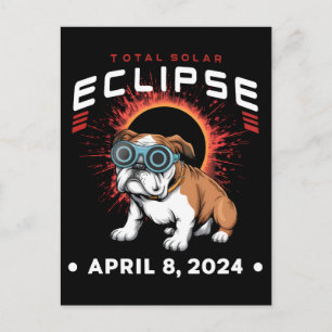 Solar Eclipse insgesamt April 2024 Bulldog-Übergab Postkarte
