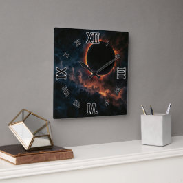 Solar Eclipse Inspiriere Awe AI Art von Xzendor7 Quadratische Wanduhr
