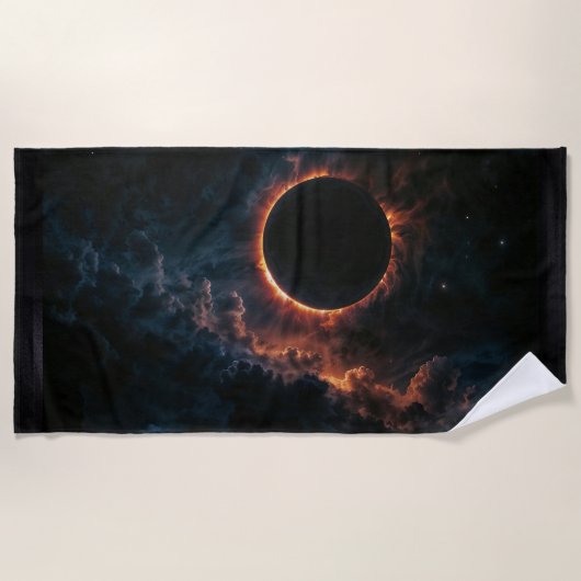 Solar Eclipse Inspiriere Awe AI Art von Xzendor7 Strandtuch (Vorderseite)