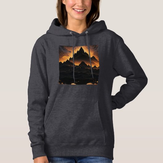 Solar Eclipse Mountain Kapuzenpullover Hoodie (Vorderseite)